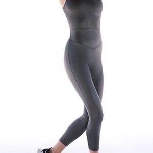 Free People Movement In My Orbit One Piece Jumpsuit in Metallic Grey $128 Retail